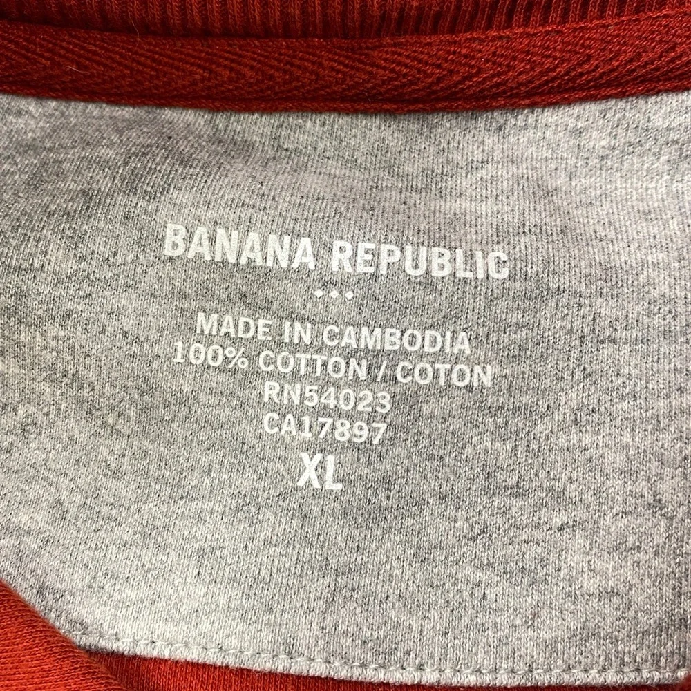 Banana Republic Henley Mens XL Heritage 100% Cotton Mock Neck Rust Red Casual